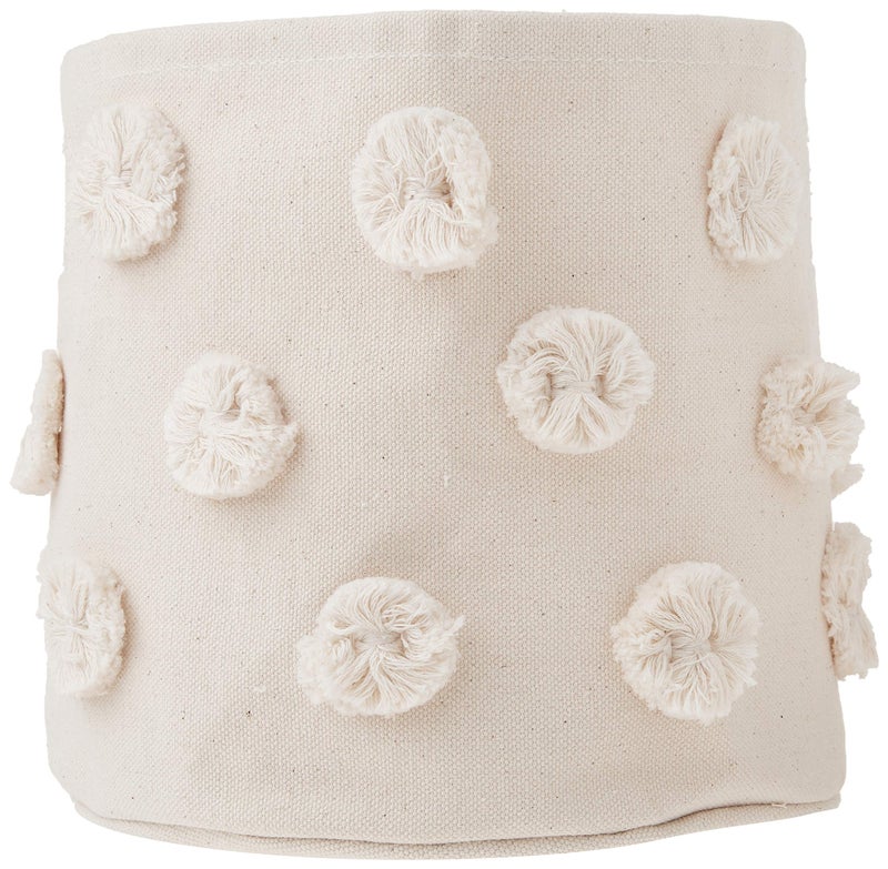 Pehr Pom Pom Basket, Mini (Natural) | 100% Cotton Canvas Storage for Nursery, Playroom & Home | Decorative Organizer | 8â€D x 7â€H - Image 3